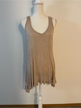 Castaway large women’s  Taupe Ruffle-Hem Racerback Tank